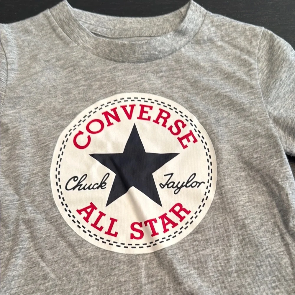 Converse Gray Kids Short Sleeve Tee with Iconic Logo